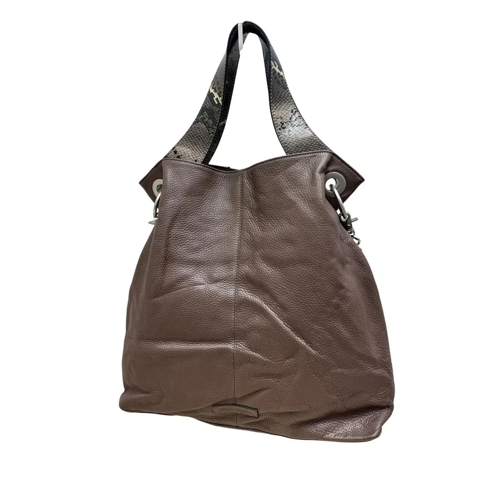 BCBGMAXAZRIA Hobo Bag Womens NS Mink New Leather Snakeskin Embossed EOR209BZ-201